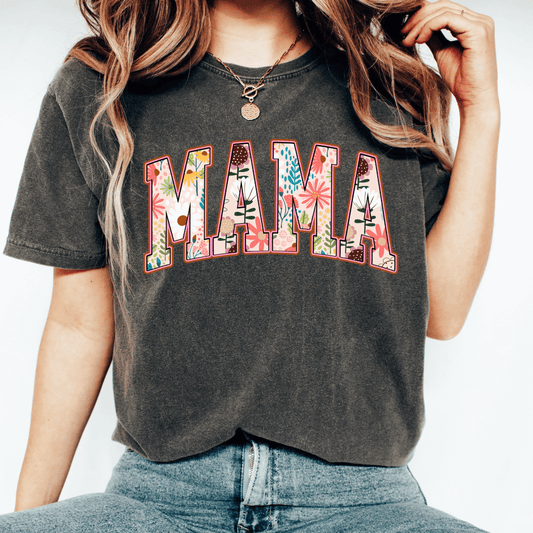 Mama flowers in Comfort Colors Pepper
