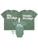 Big, Middle  and Little Brother or Sister Matching Shirts in Sage