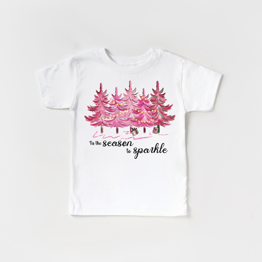 Pink Christmas Trees T shirt for kids