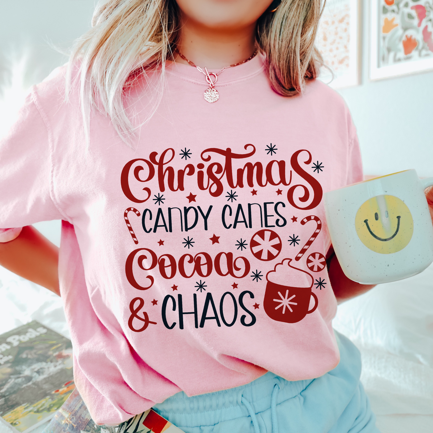Candy canes Cocoa and Chaos Christmas t shirt