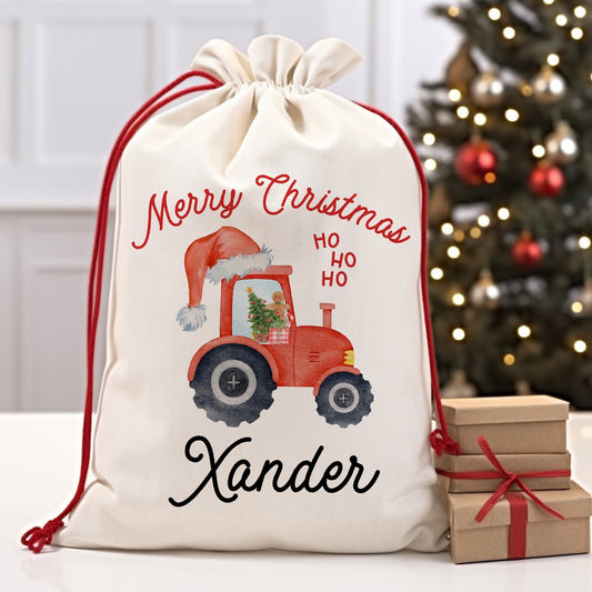 Red Tractor Santa Sacks