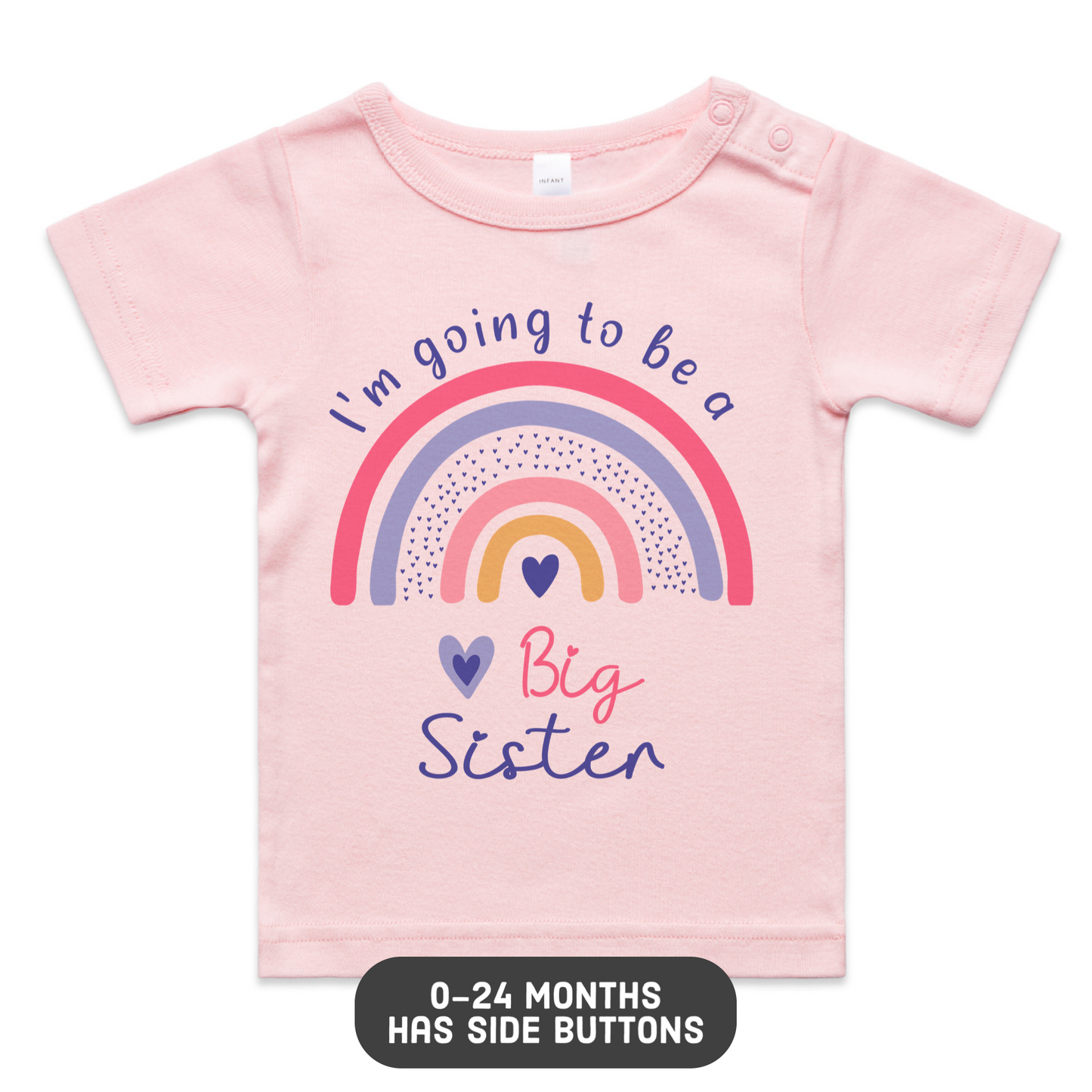 Rainbow Big Sister pink t shirt