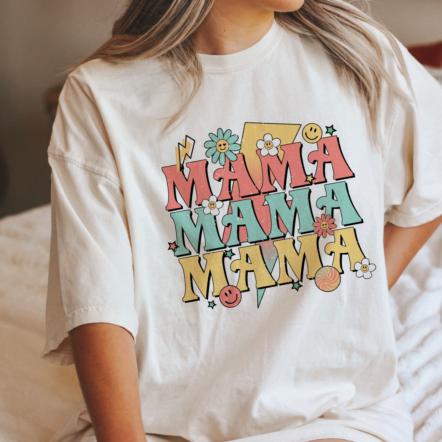 Mama retro vibes t shirt in Comfort Colors