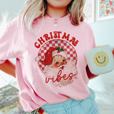 Red Santa Christmas Vibes T shirt in Comfort Colours