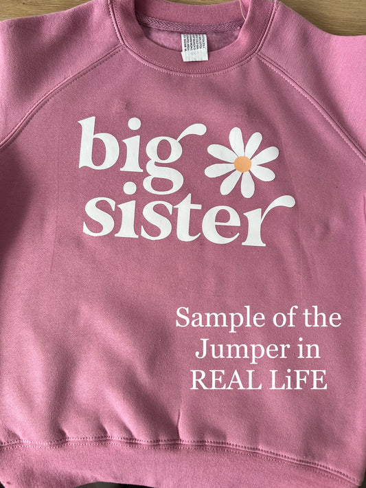 Big Sister White Daisy Pink Jumper