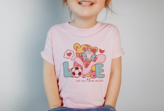 Love is in the Air Valentines day kids t shirt