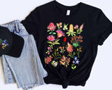 Australian Native Flowers Shirt in Black