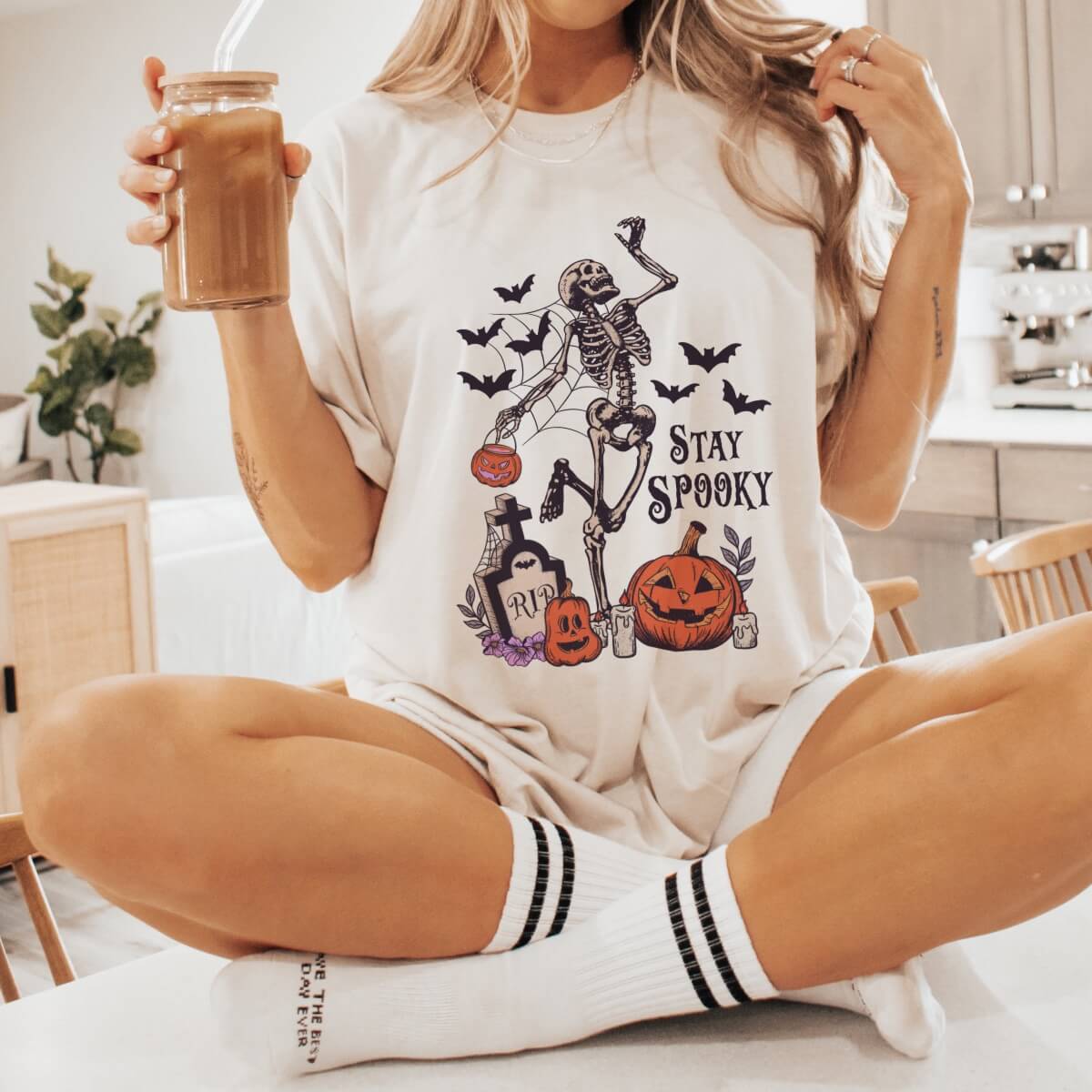 spooky skeleton halloween shirt