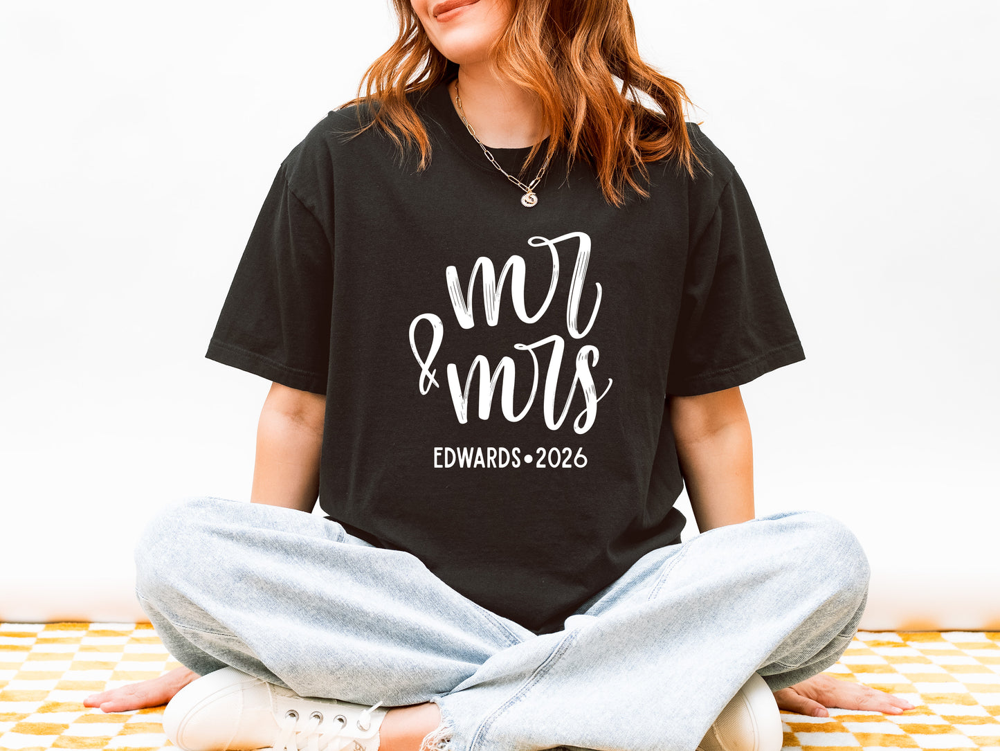 Mr. and Mrs. Custom Name and Date Shirts
