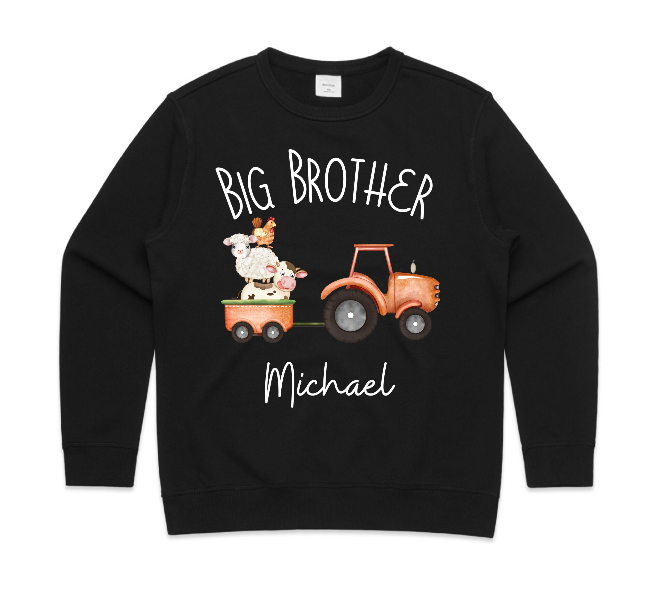 Big Brother Personalized Farm Tractor Pullover Sweatshirt