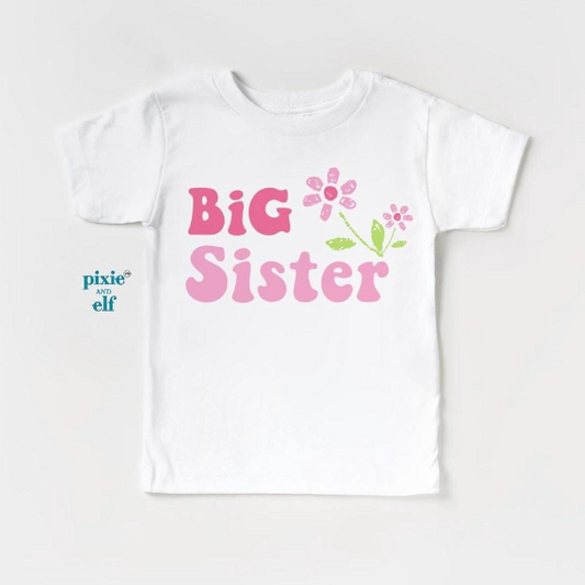 Big Sister T-shirt with Pink Flowers