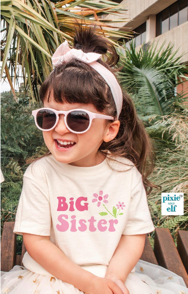 Big Sister T-shirt with Pink Flowers