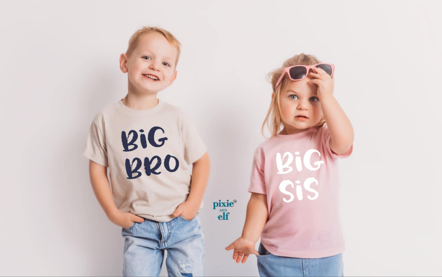 siblings wearing Big Bro and Big Sis shirts