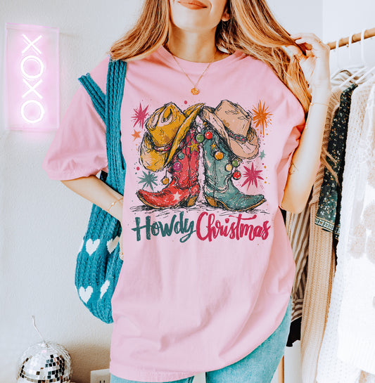 Howdy Christmas shirt in Comfort Colors
