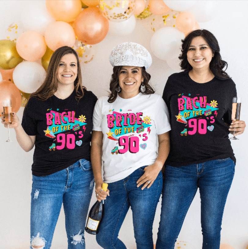 Bride of the 90’s and Bach of the 90’s t shirts