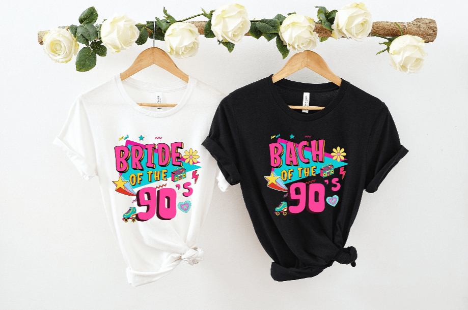Bride of the 90’s and Bach of the 90’s t shirts
