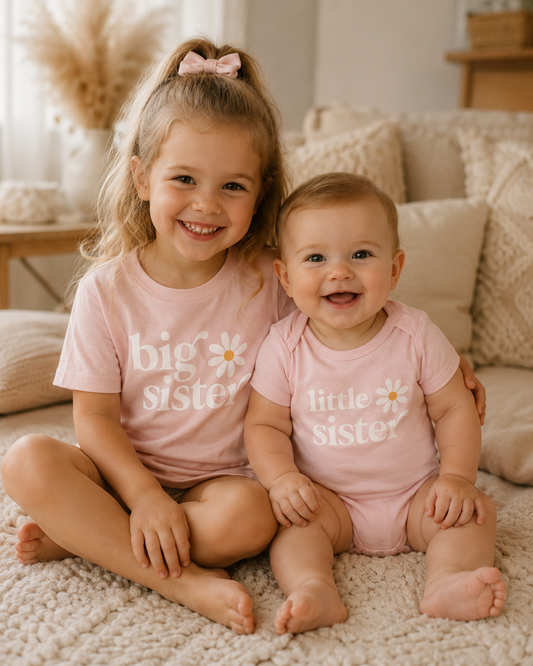 Big Sister and Little Sister Shirt and bodysuit in Pink