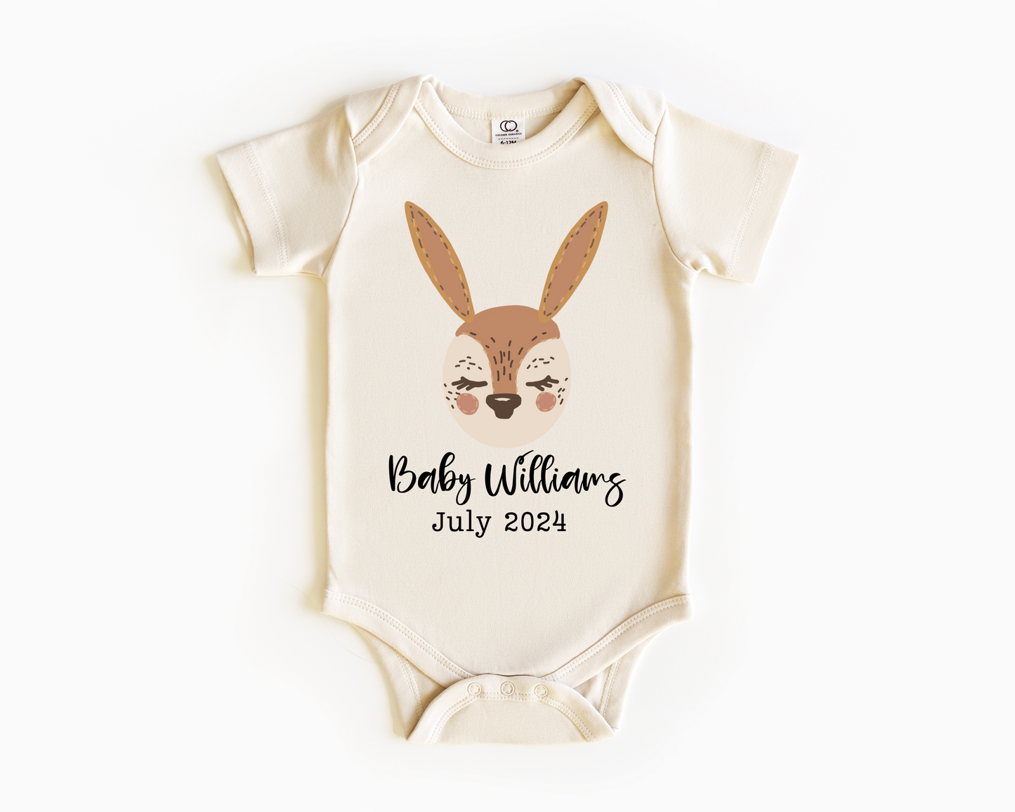 Personalised Name with Bunny Baby Onepiece for Pregnancy Announcement