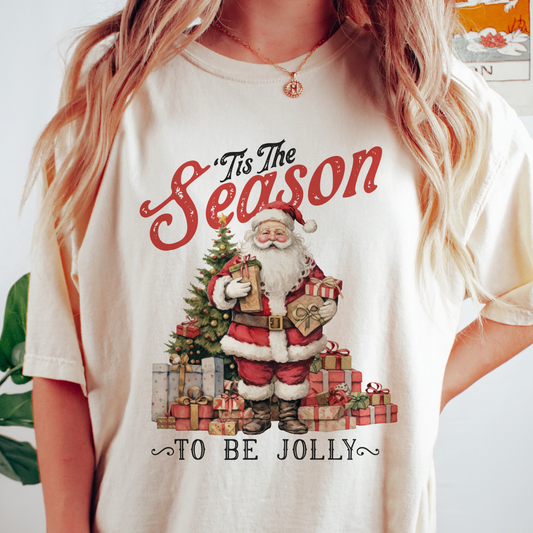 ‘Tis the Season to be Jolly Vintage Santa Christmas t shirt