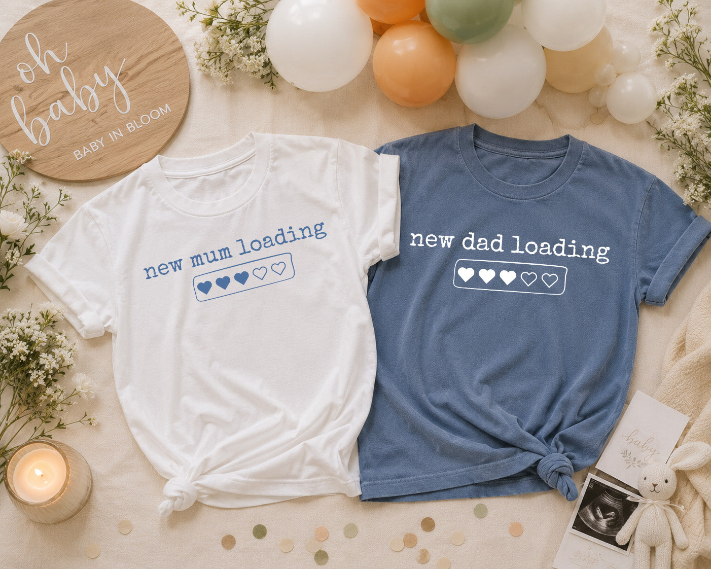 New Mum & New Dad Loading Shirts / Matching Pregnancy Announcement Shirts for Parents to Be