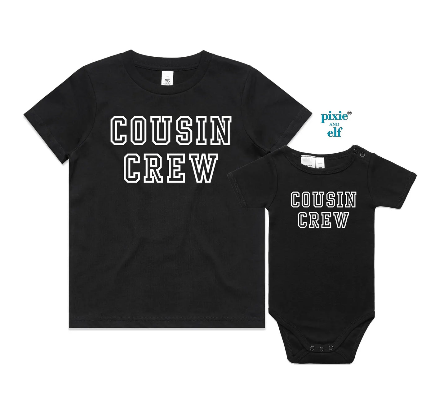 Cousin Crew varsity theme shirts