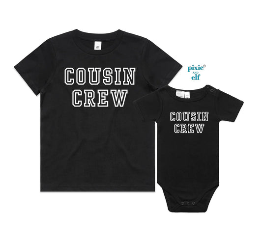 Cousin Crew varsity theme shirts