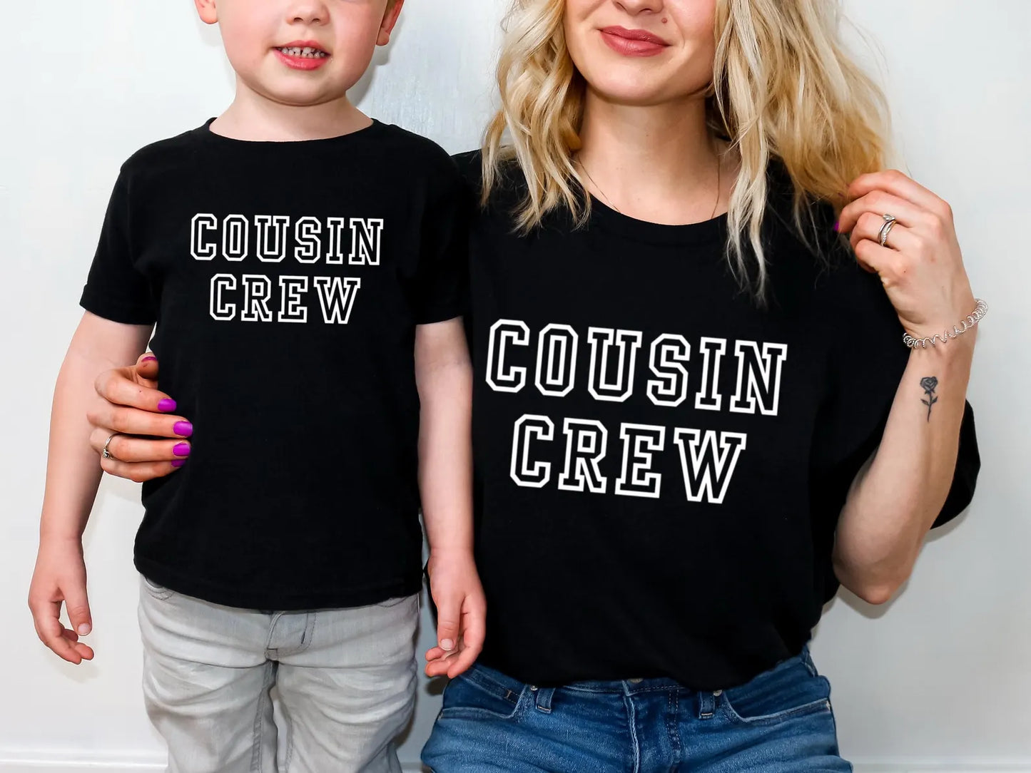 Cousin Crew varsity theme shirts