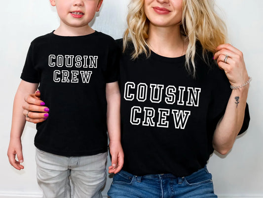 Cousin Crew varsity theme shirts