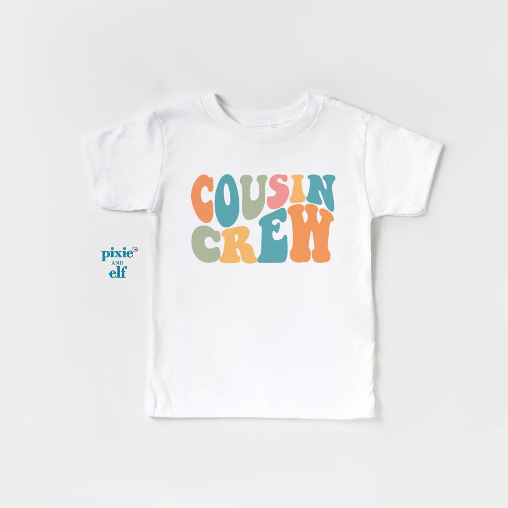 Front view of Cousin Crew Shirt in white