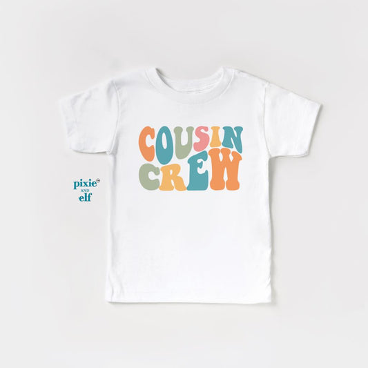 Front view of Cousin Crew Shirt in white