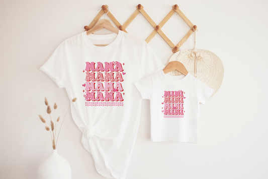 Matching Mama Mini pink retro shirt
