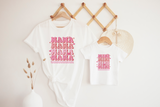 Matching Mama Mini pink retro shirt