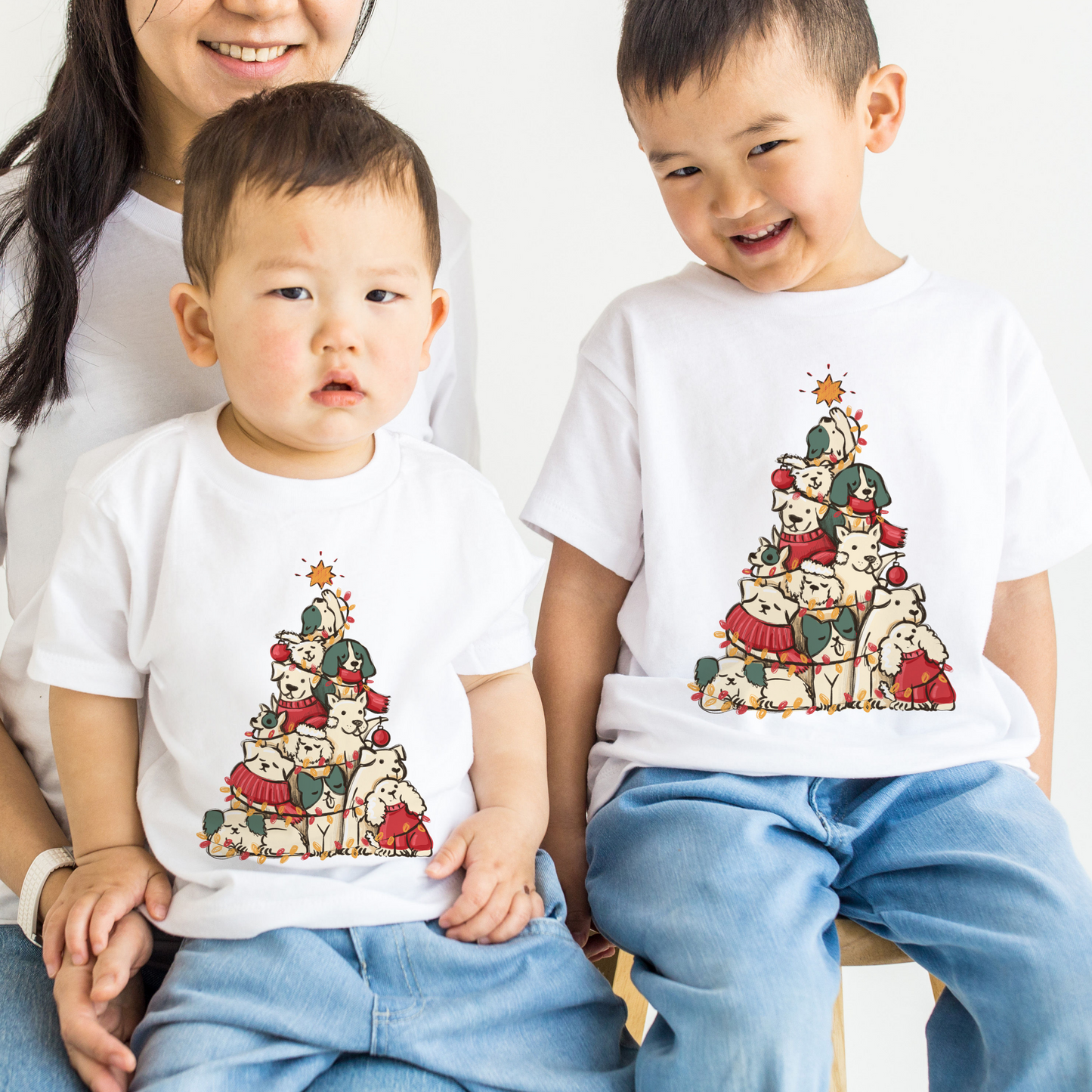 Dogs Christmas Tree T shirt for Kids