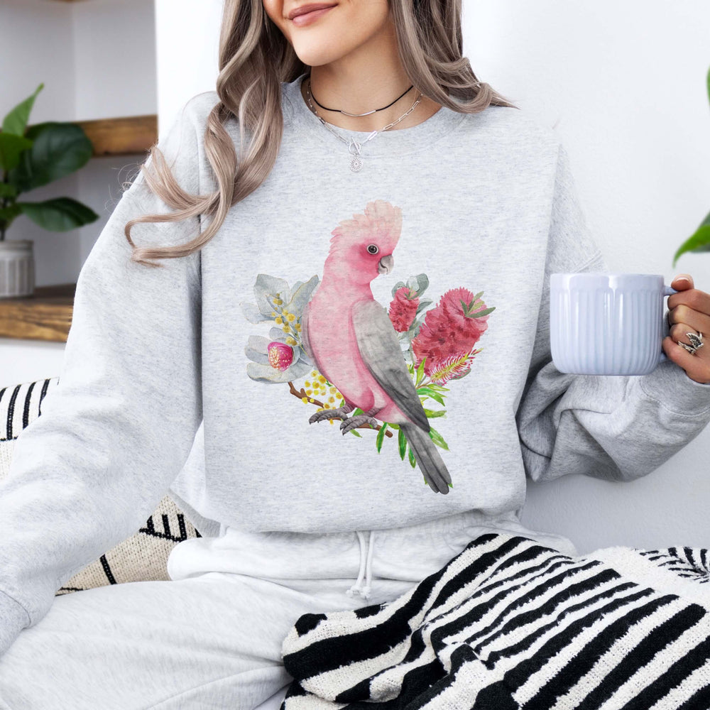 Australian Galah Bird in White Marle Jumper