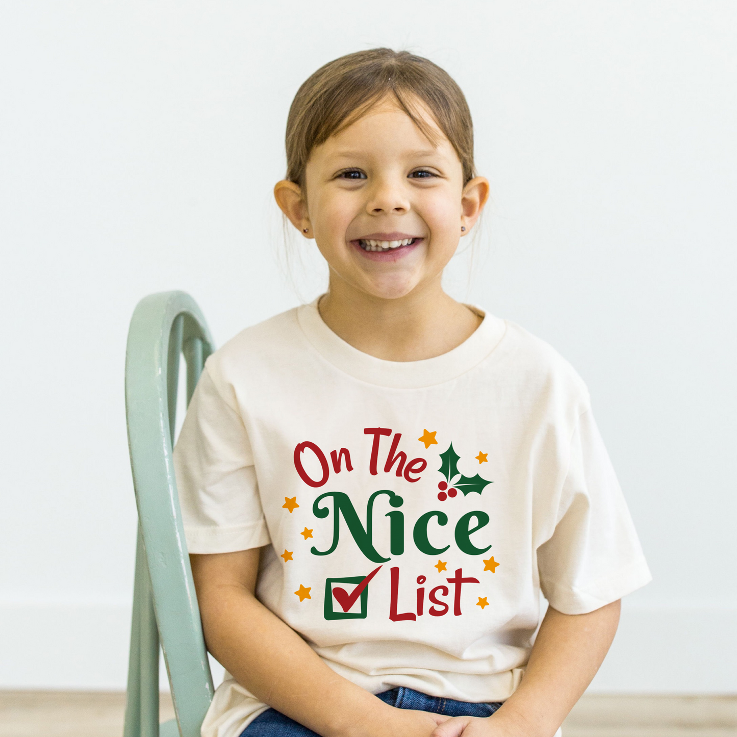 On the Nice List kids Christmas t shirts