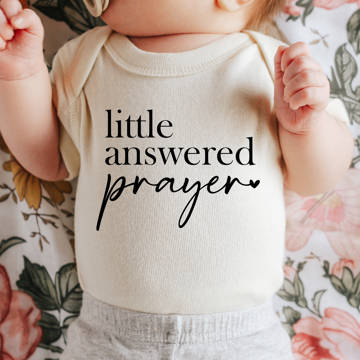 Little Answered prayer Baby Onepiece for Pregnancy Announcement