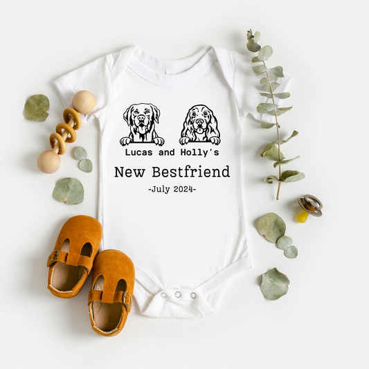 Dogs New Bestfriend Baby Onepiece for Pregnancy Announcement