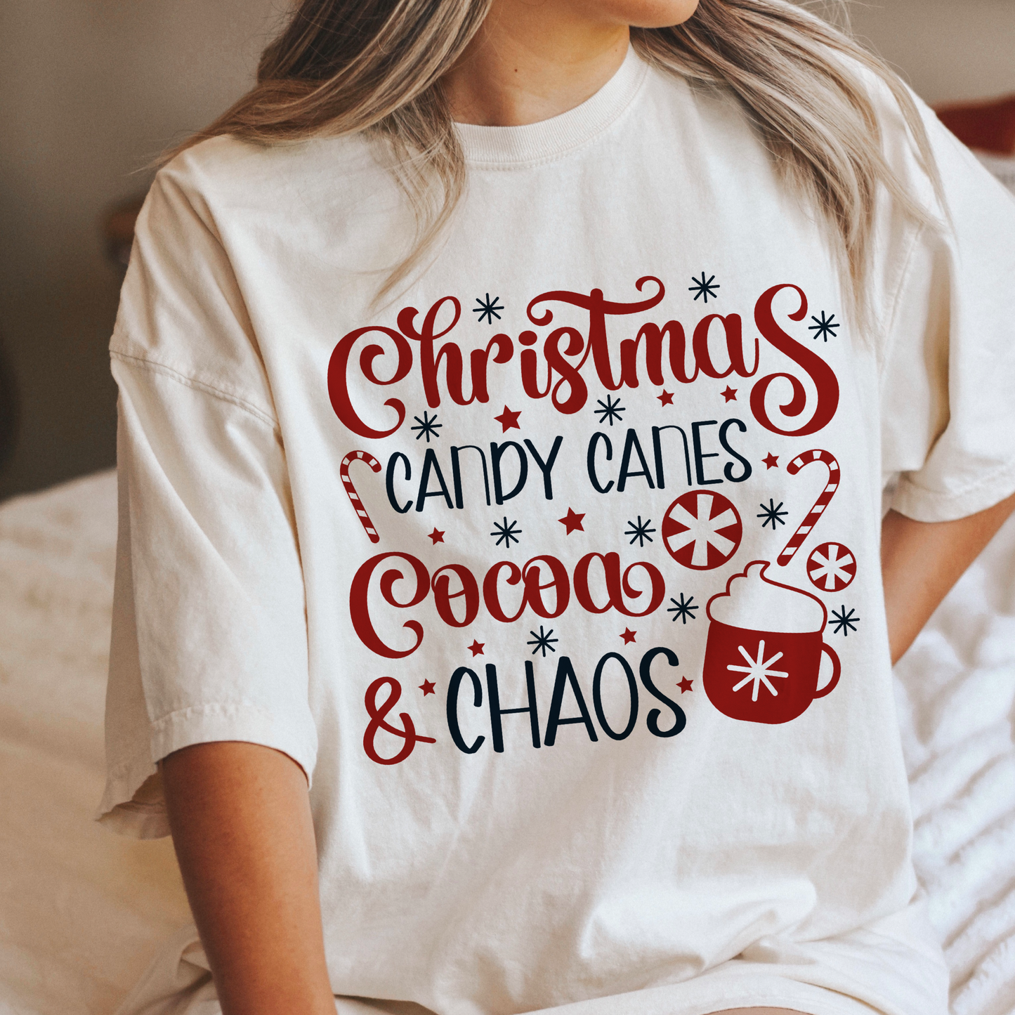Candy canes Cocoa and Chaos Christmas t shirt