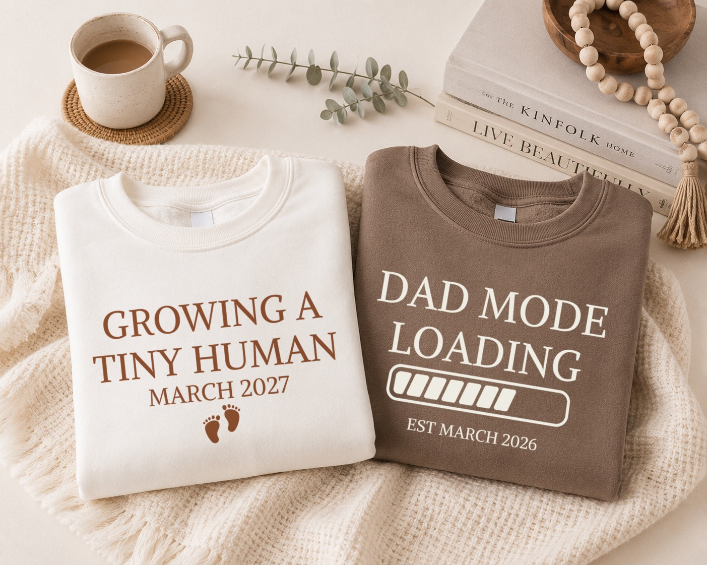 Growing a Tiny Human & Dad Mode Loading Matching Parent T-Shirt Set