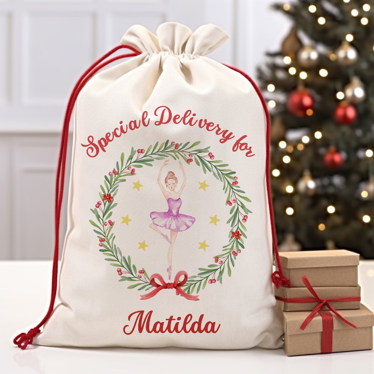 Nutcracker Ballerina Personalised Santa Sack