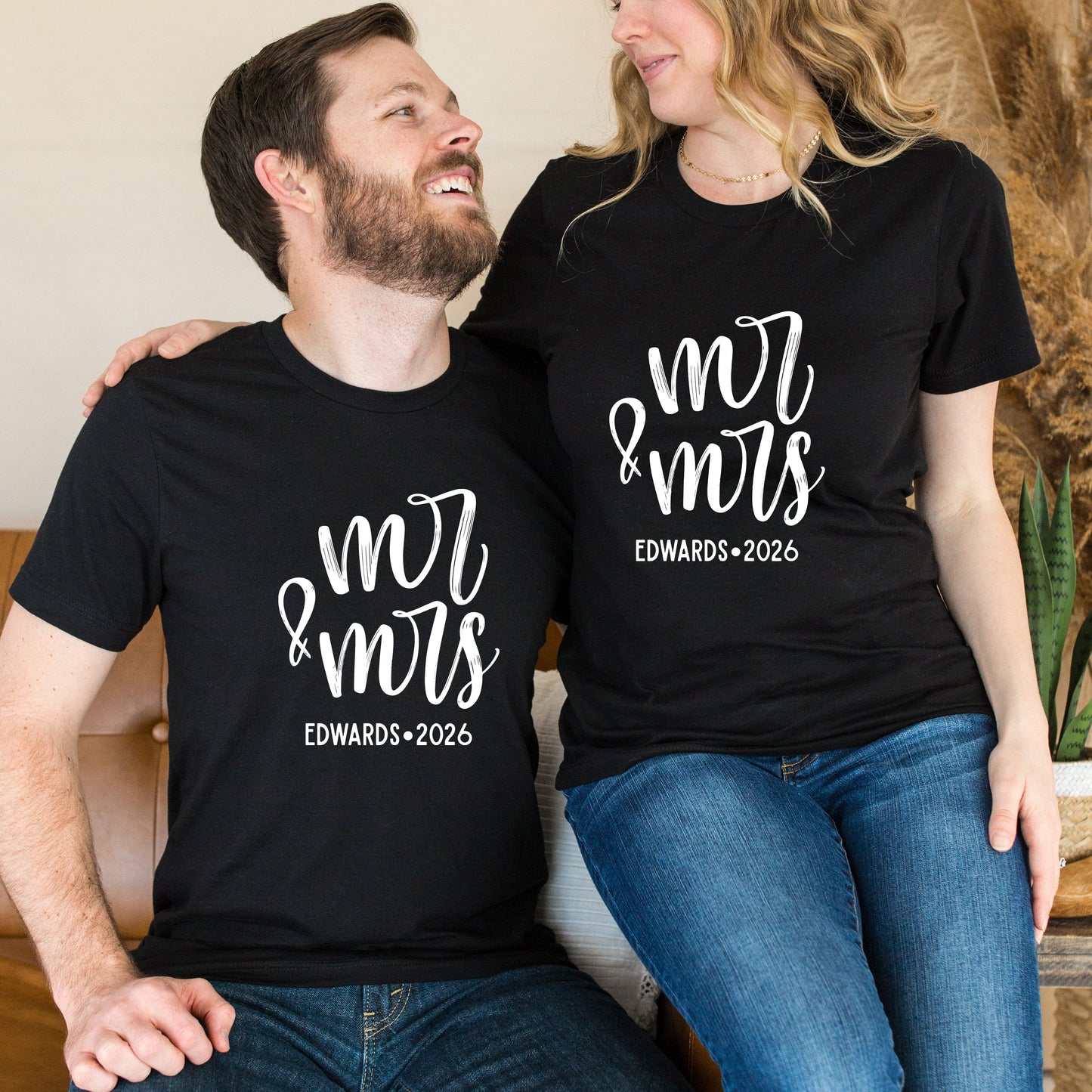 Mr. and Mrs. Custom Name and Date Shirts