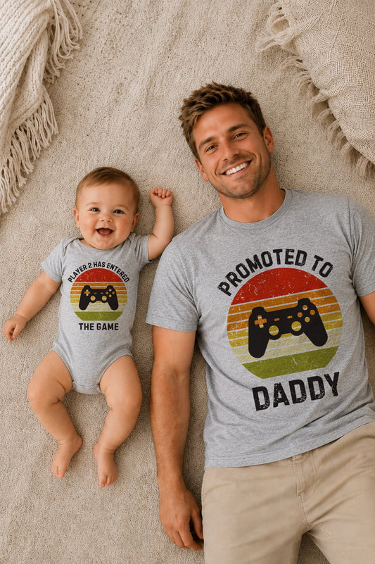 Promoted to Daddy and Player Two Entered the game shirts