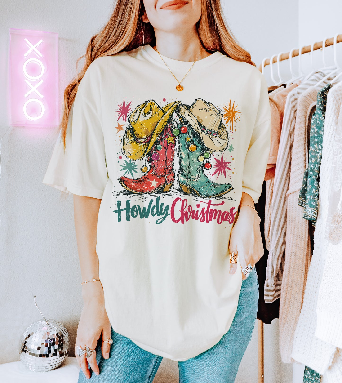 Howdy Christmas shirt in Comfort Colors