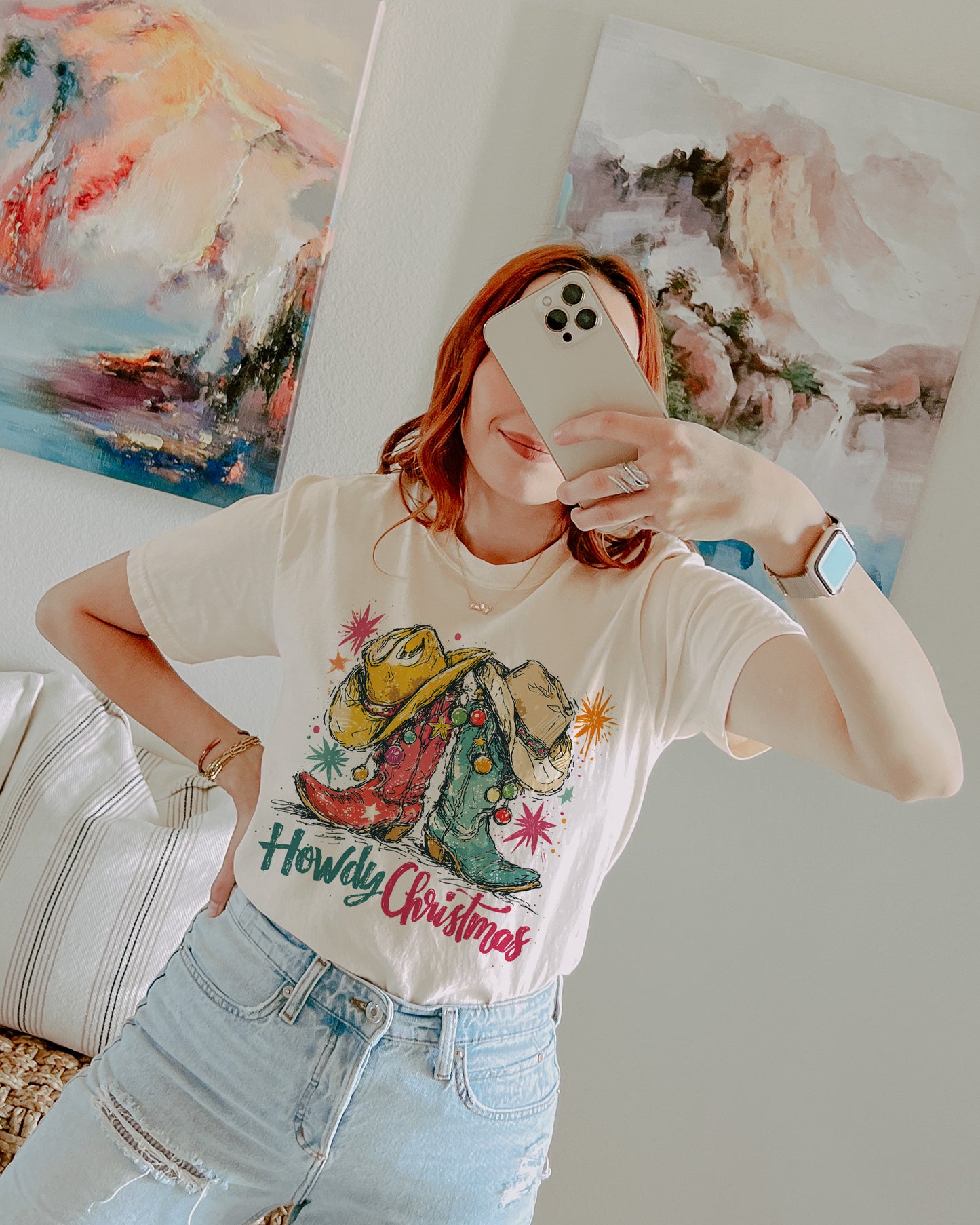 Howdy Christmas shirt in Comfort Colors