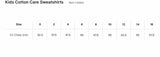 Kids Cotton Care Sweatshirts Size Chart