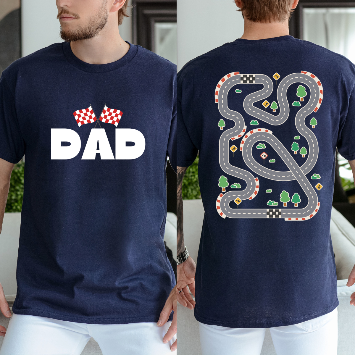 Race track map back shirt for dad