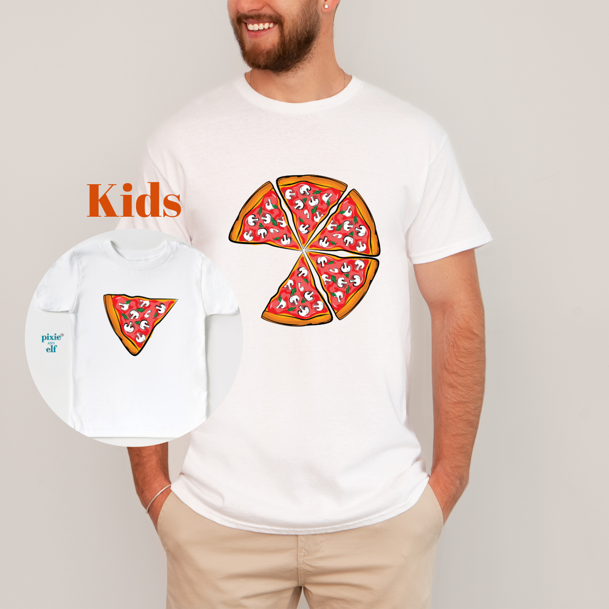 Pizza Slice Dad and kid shirt for fathers day