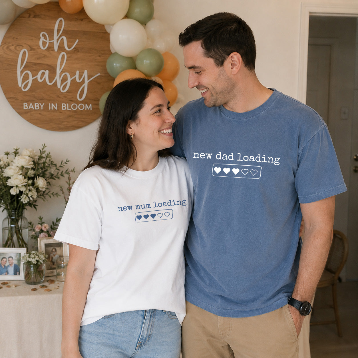 New Mum & New Dad Loading Shirts / Matching Pregnancy Announcement Shirts for Parents to Be