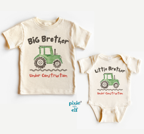 Big Brother Little Brother Tractor Bodysuit