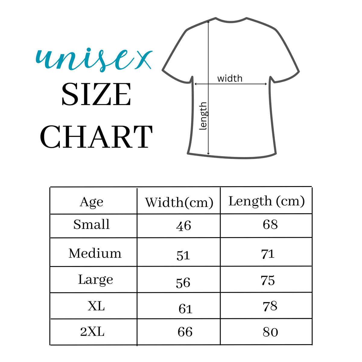 Unisex Size Chart